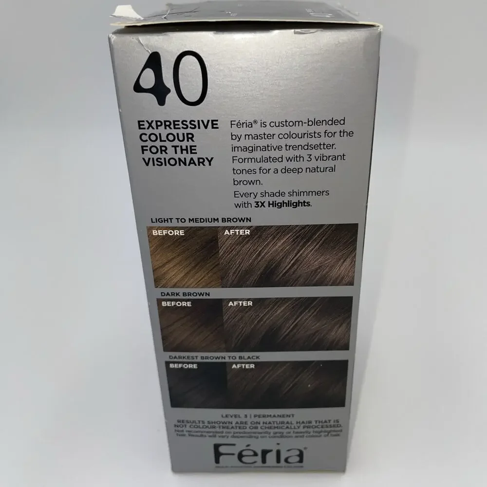 L'Oreal Paris Feria Multi-Faceted Shimmering Permanent Hair Color, 40 Espresso